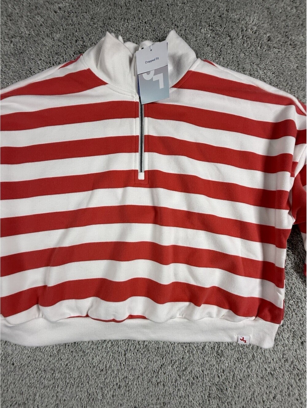 NWT JoyLab Women's Ultra Soft Sweatshirt XXL Striped - Red Berry & White Stripe - Picture 4 of 10